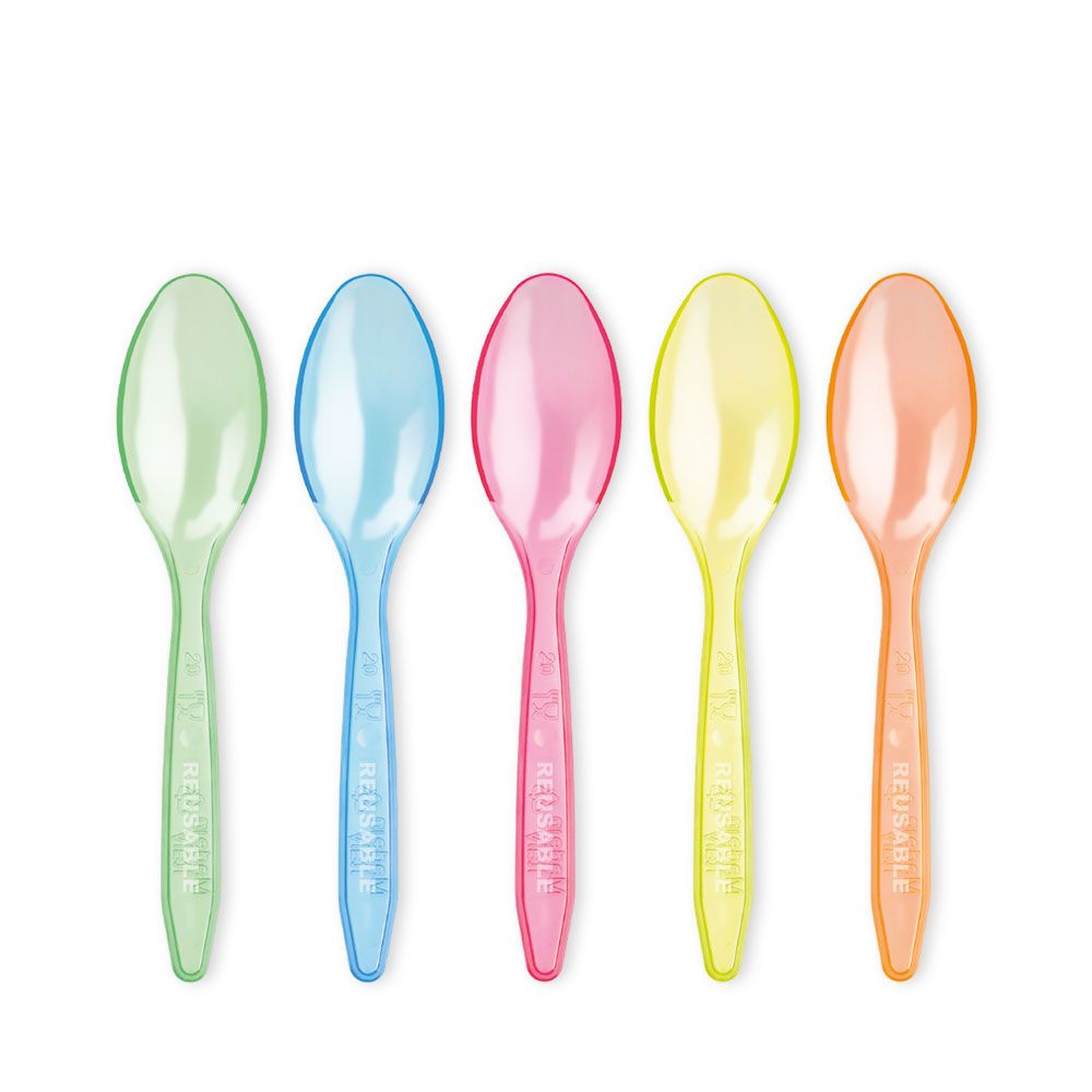 SPOON PS MULTICOLOR REUSABLE (13cm) BOX OF 10 KG