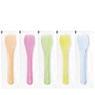 Spoon Multi Color Transperant Single Wrapped (9.5 CM) Box of 5000 PCS (5 bags of 1000)