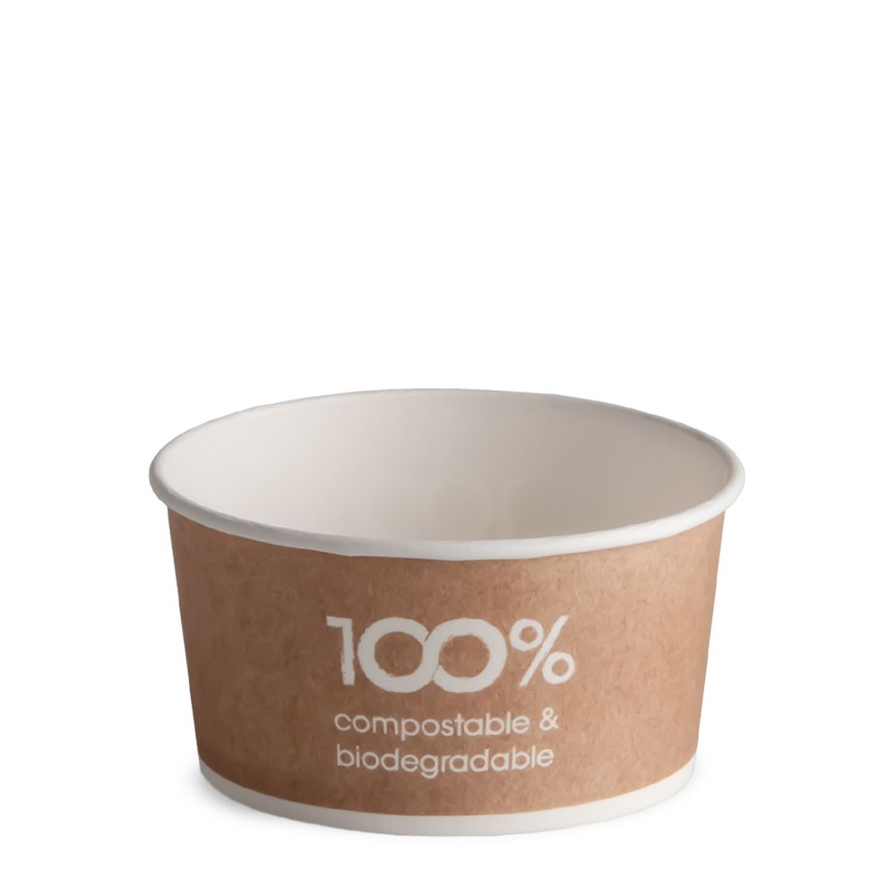 COMPOSTABLE ICE CREAM PAPER CUP 170 CC PAP-PLA MATT HAVANA 28 pack of 56